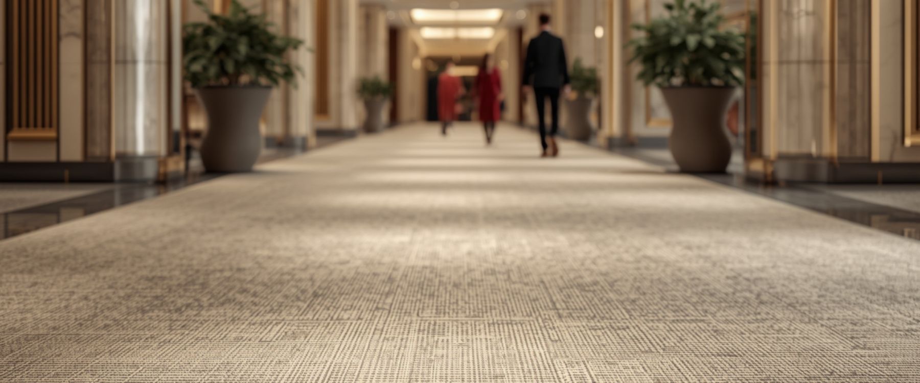 Moqueta para hotel en pasillo con diseño elegante y alta resistencia
